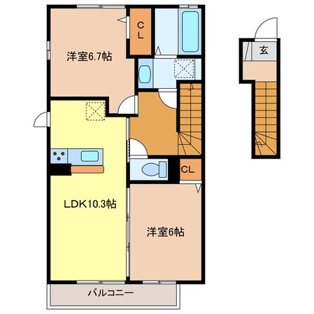 菊川駅 徒歩28分 2階の物件間取画像